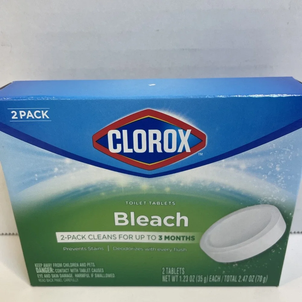 Clorox Bleach Toilet Tablets, 2-Pack, Cleans Up to 3‎ Months, Stain Prevention